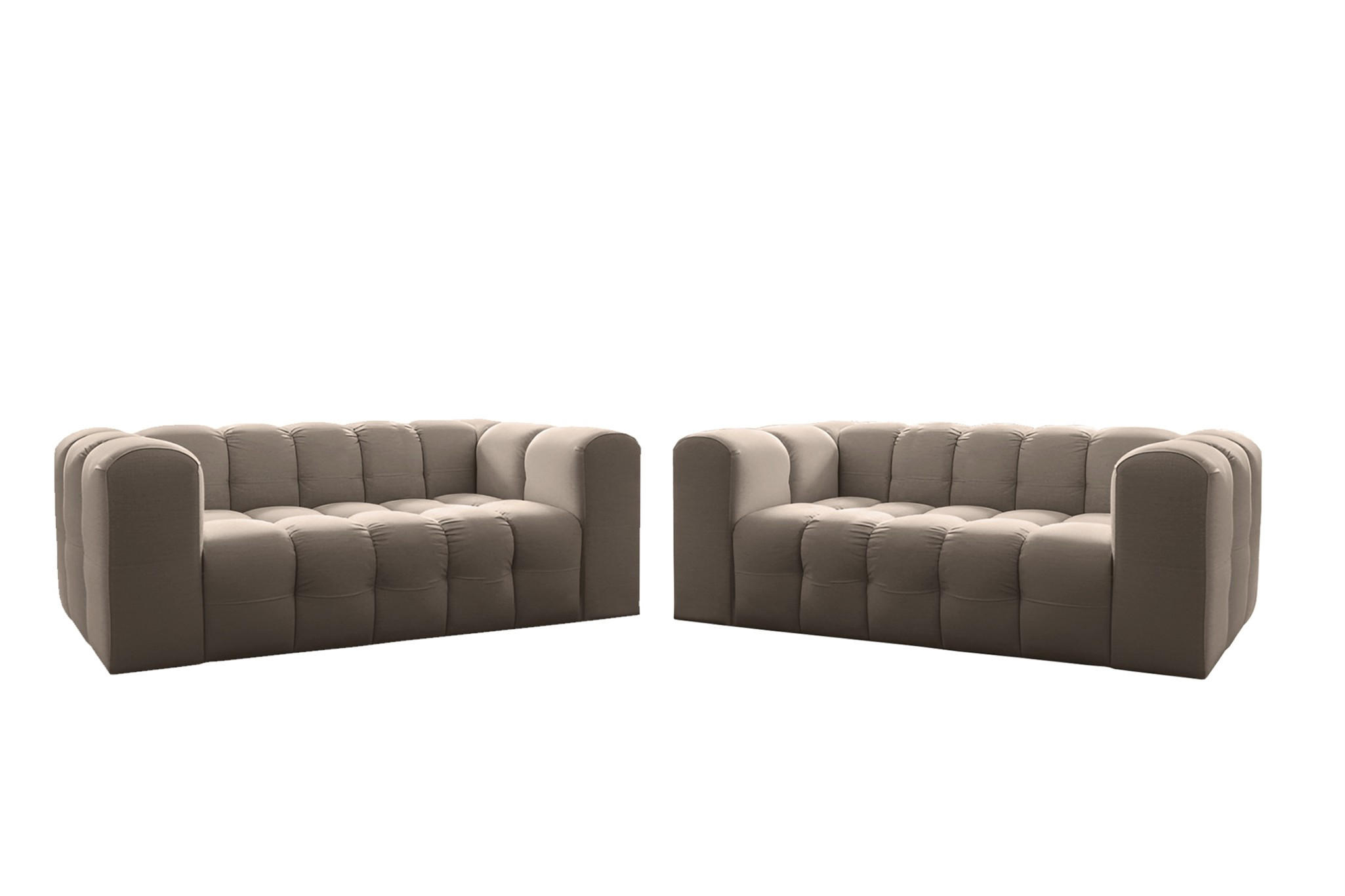 SOFASET Solvie 2-2 In Tiffani - Taupe, Holzwerkstoff/Textil (200/75/106cm) - Fun Möbel