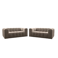 SOFASET Solvie 2-2 In Tiffani - Taupe, Holzwerkstoff/Textil (200/75/106cm) - Fun Möbel