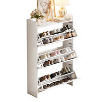 SCHUHSCHRANK 140/25/120 cm weiß aus MDF mit 6 Klappfächern - Weiß, Holzwerkstoff (70/120/25cm) - OKWISH