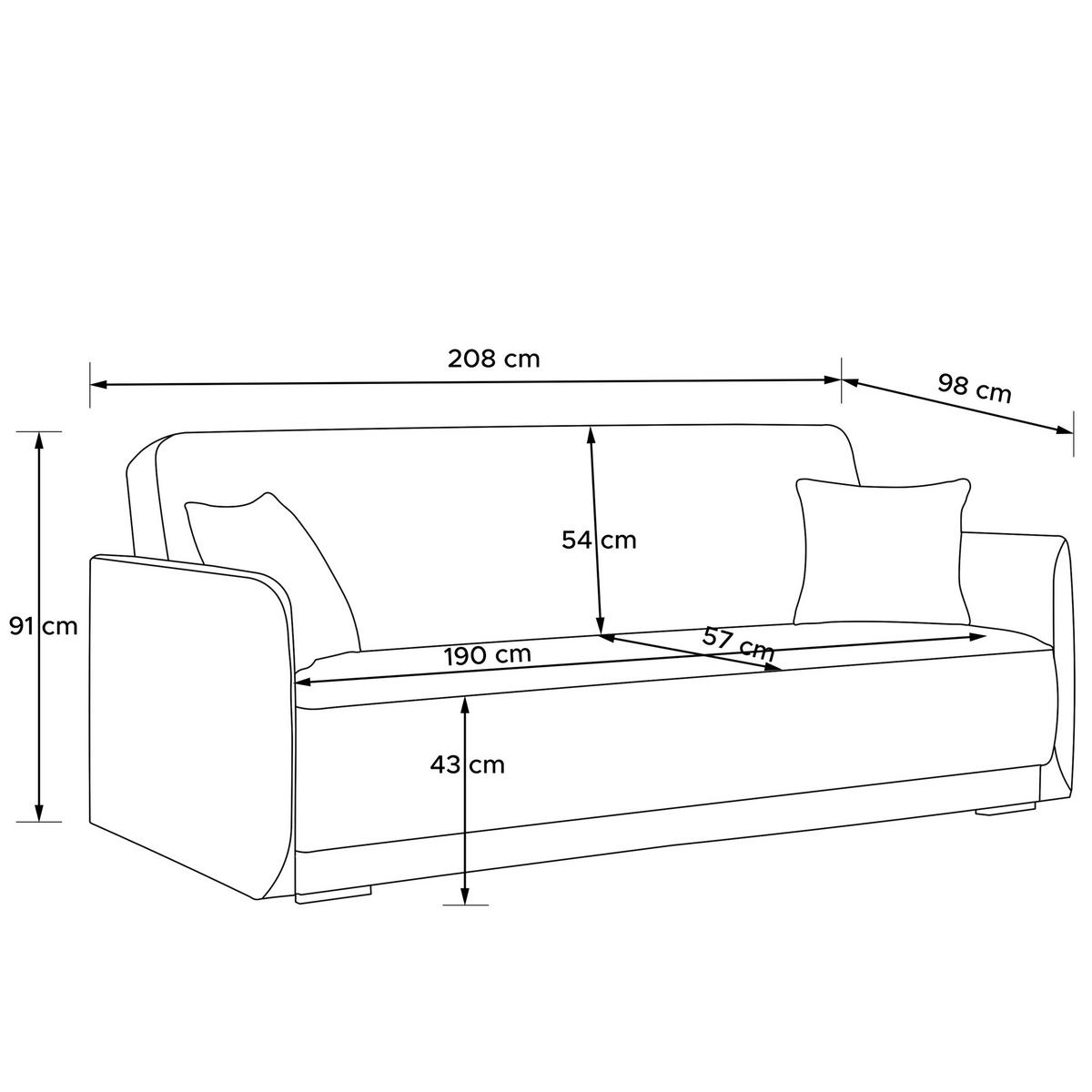 EINZELSOFA LIRIS, 3 Personen, Honig - Honig, Holz/Holzwerkstoff (208/91/98cm) - KONSIMO®