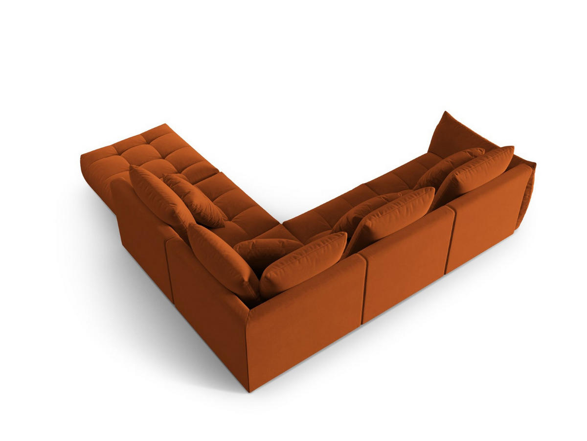 ECKSOFA modular rechts Bloom aus Samt terrakotta 4 Sitzplätze - Terracotta, Textil (310/316cm) - Micadoni