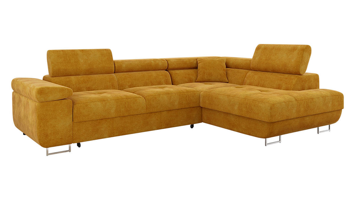ECKSOFA Torezio, Seite: Rechts - Currygelb, Holz/Textil (274/203cm) - MIRJAN24