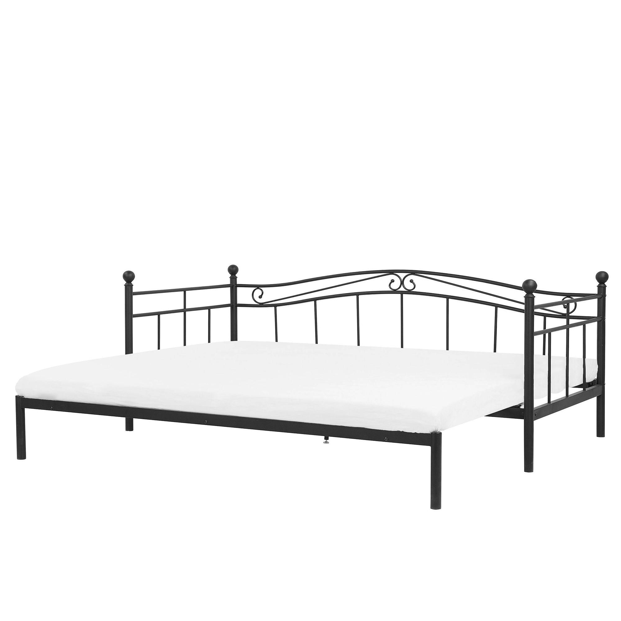 AUSZIEHBETT 80x200 cm Schwarz Tulle - Schwarz, Metall (80/200cm) - Beliani