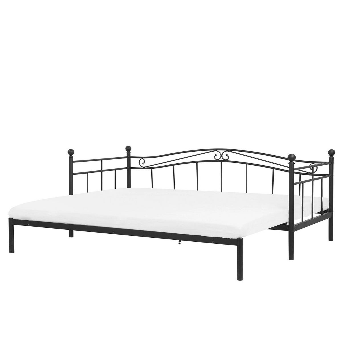 AUSZIEHBETT 80x200 cm Schwarz Tulle - Schwarz, Metall (80/200cm) - Beliani