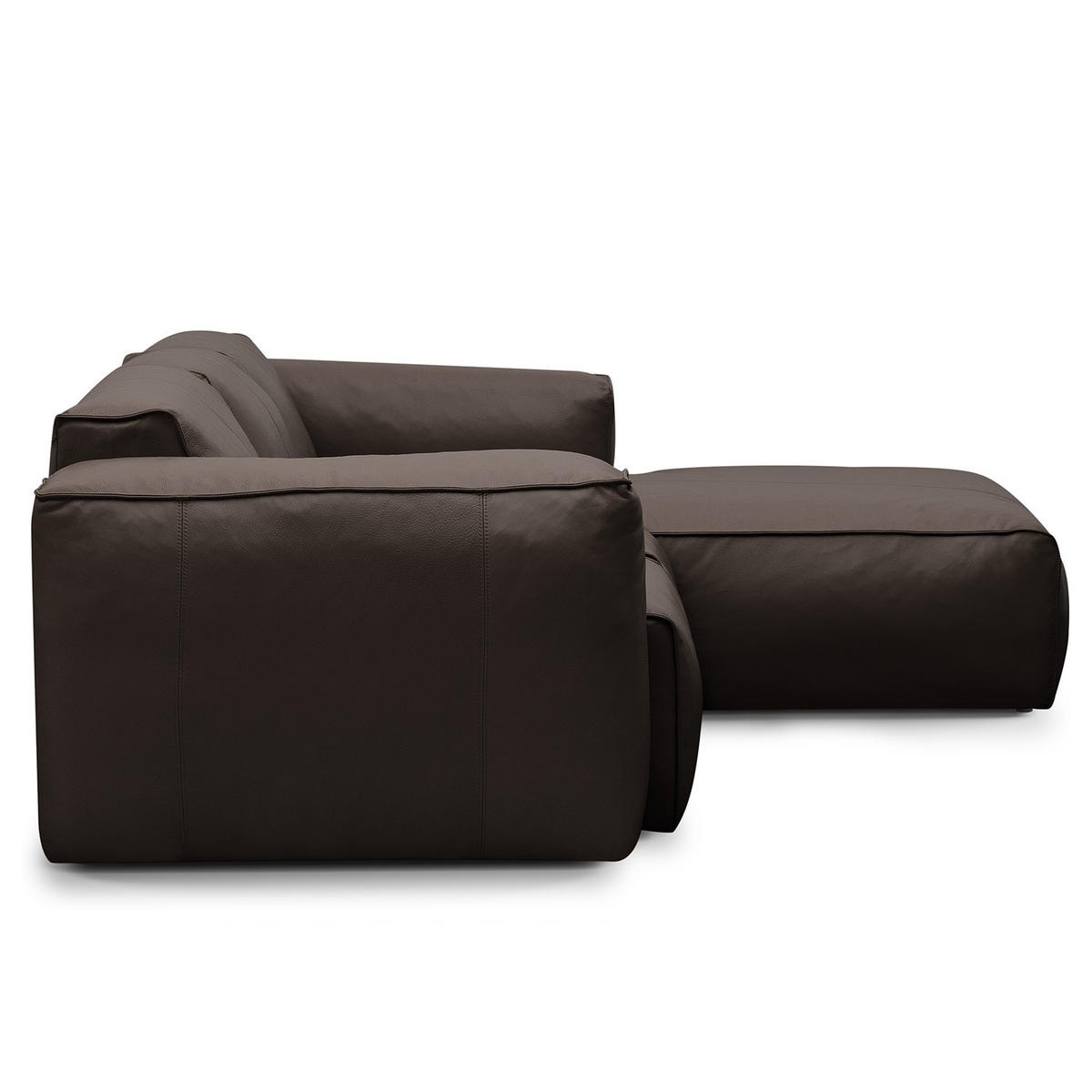 3-SITZER ECKSOFA mit Longchair - Dunkelbraun/Schwarz, Leder/Kunststoff (251/173cm) - home24