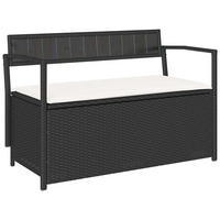 GARTENBANK Mit Stauraum Und Kissen Schwarz Poly Rattan - Schwarz, Kunststoff (54/74/111.5cm) - vidaXL