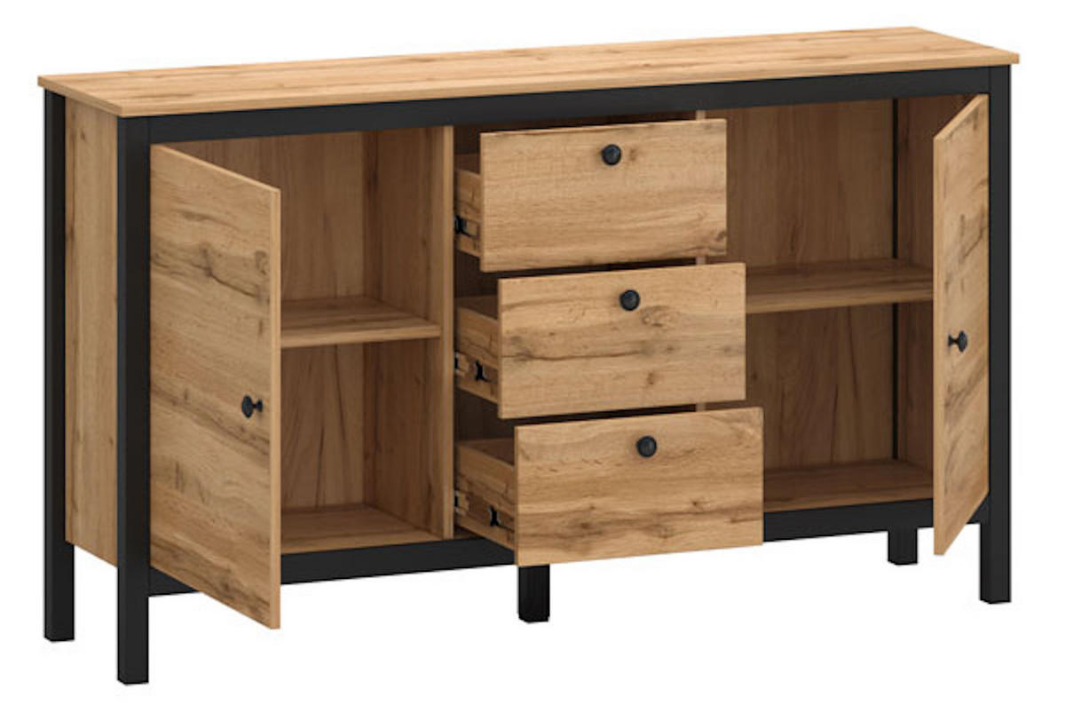 KOMMODE Palmer Wotan Eiche / schwarz 153 / 38 / 88 cm - Braun, Holz/Holzwerkstoff (152.5/88/38cm) - Feldmann-Wohnen