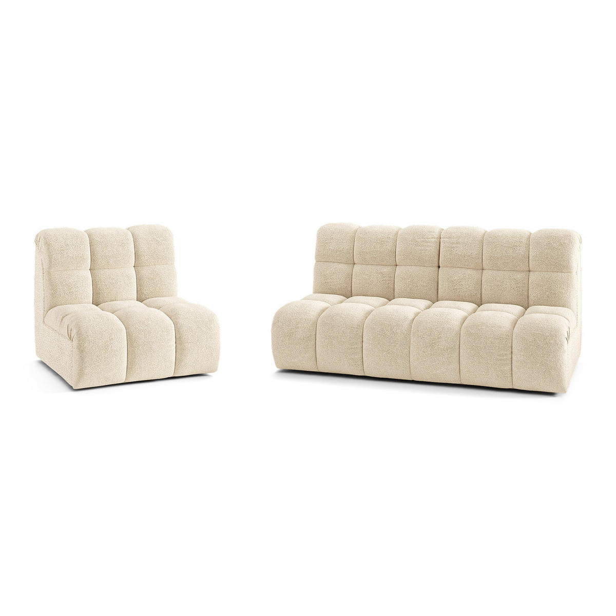 SOFA SEVEN Bouclé-Stoff Beige 243cm - Beige, Textil (243/77/98cm) - Premium Interiors