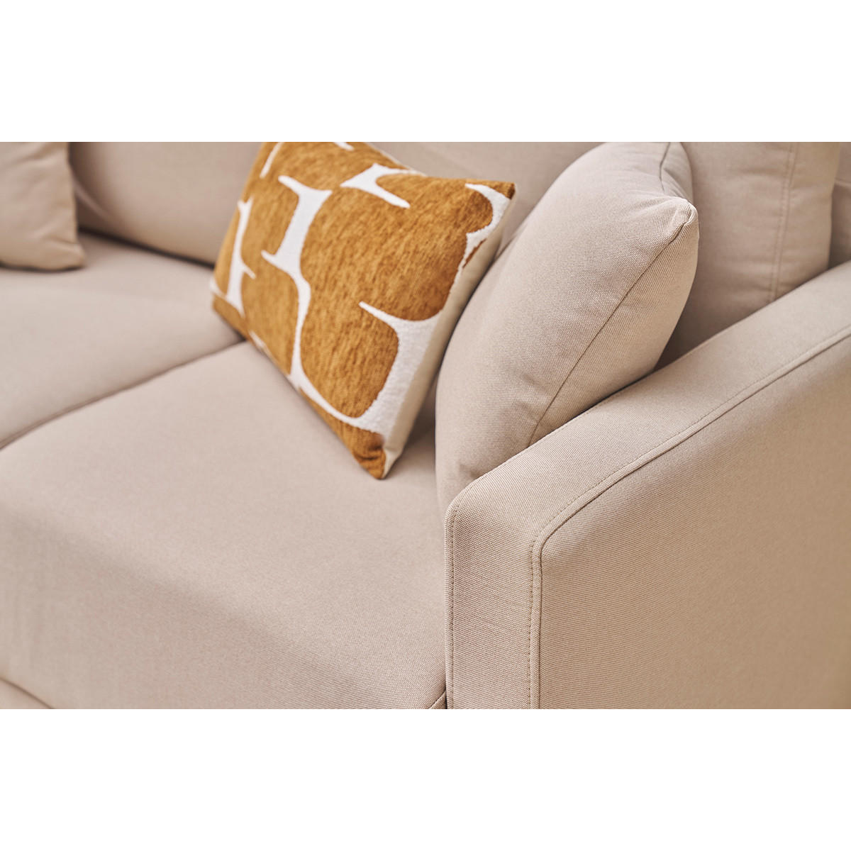SOFA 2-Sitzer Stoff Beige Holz Hell MUNIK - Beige, Textil (137/81/75.5cm) - Miliboo