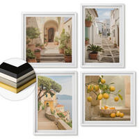 WANDBILDER 4er-Set - 50x50 cm & 40x60 cm Weißer Rahmen - Zitrusbaum im Fenster am Meer - Weiß, Kunststoff (50/50cm) - ArtPrintCave