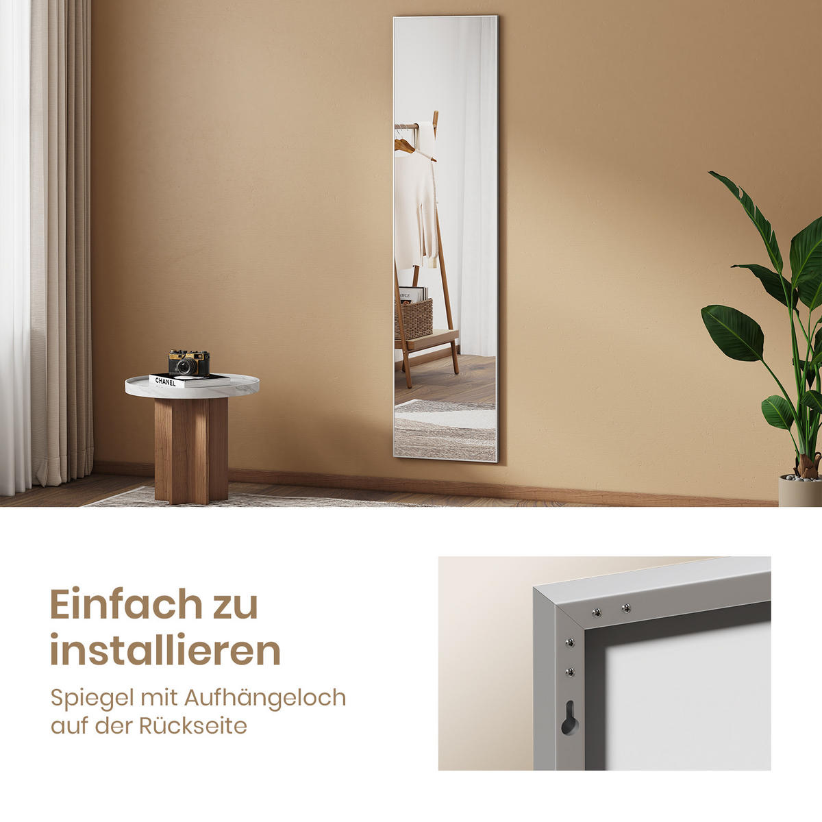 STANDSPIEGEL Wandmontage oder Freistehend Chromer Metallrahmen 160/40 cm - Silberfarben, Glas/Metall (40/160/160cm) - EMKE