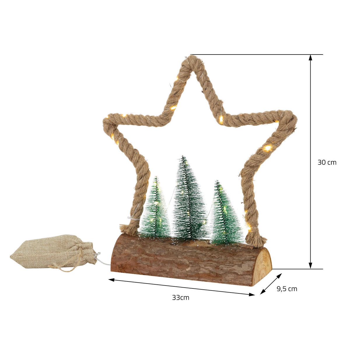 WEIHNACHT JUTE STERN - Braun, Holz (33/30/9.5cm) - ECD-Germany