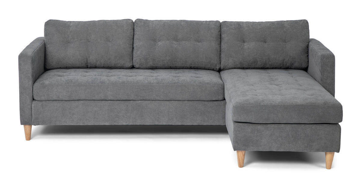 ECKSOFA Samt grau - Grau, Textil (219/151cm) - ebuy24