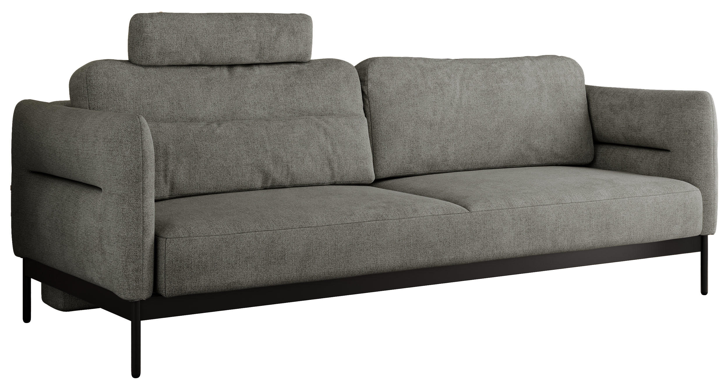 SOFA SALENTO Grau Struktur - Schwarz/Grau, Textil/Metall (221/82/101cm) - MKS