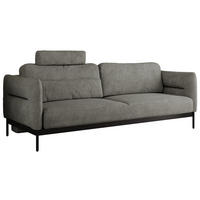 SOFA SALENTO Grau Struktur - Schwarz/Grau, Textil/Metall (221/82/101cm) - MKS