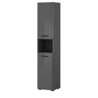 HOCHSCHRANK grau Hochglanz 30 x 180 cm, Badschrank mit Soft-Close - Schwarz/Grau, Holzwerkstoff/Kunststoff (30/180/30cm) - Inn.Furn