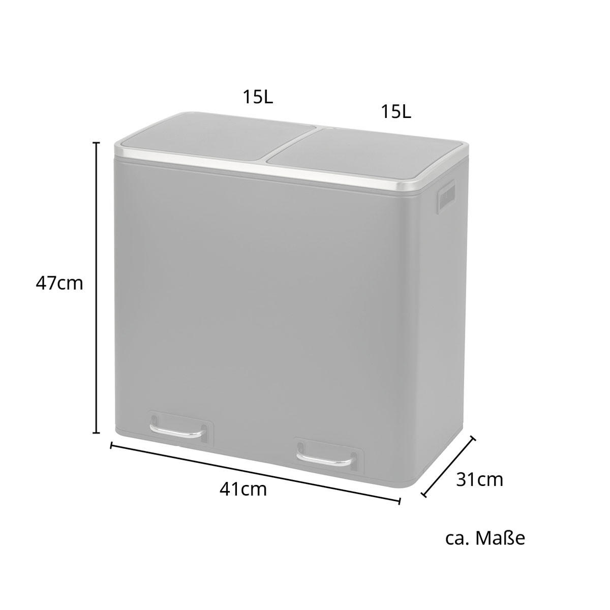MÜLLEIMER TM2X15 - Silberfarben, Metall (41/47/31cm) - SVITA