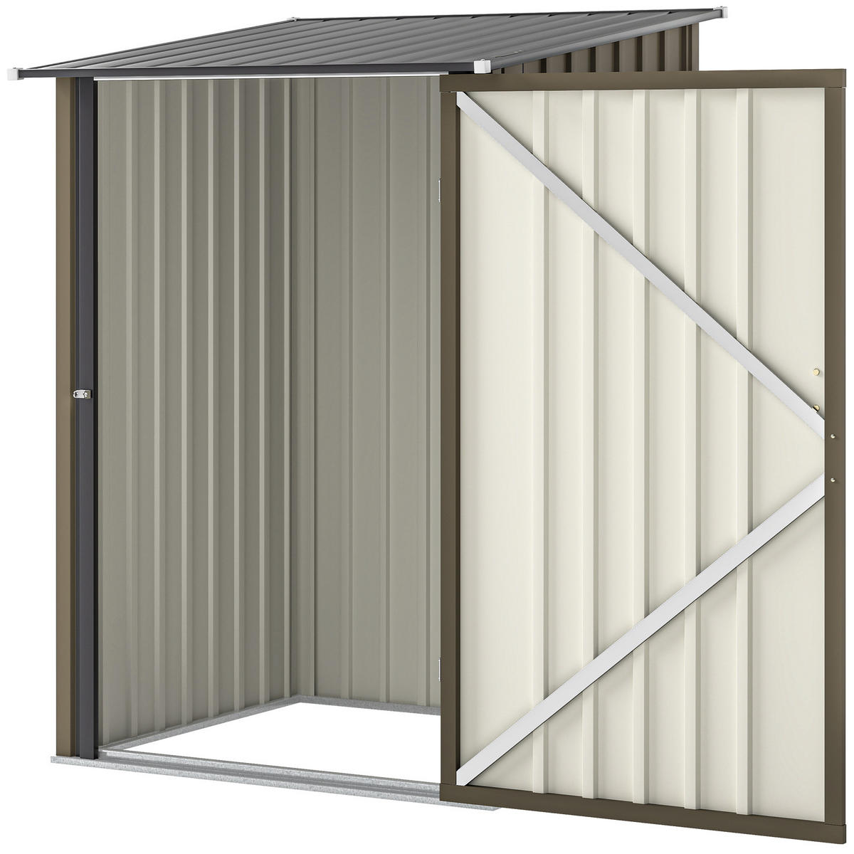 GARTENHAUS aus verzinktem Stahl mit Tür, , und 100 x 104 x 160 cm ,braun - Braun, Metall (100/160/104cm) - Vallsero