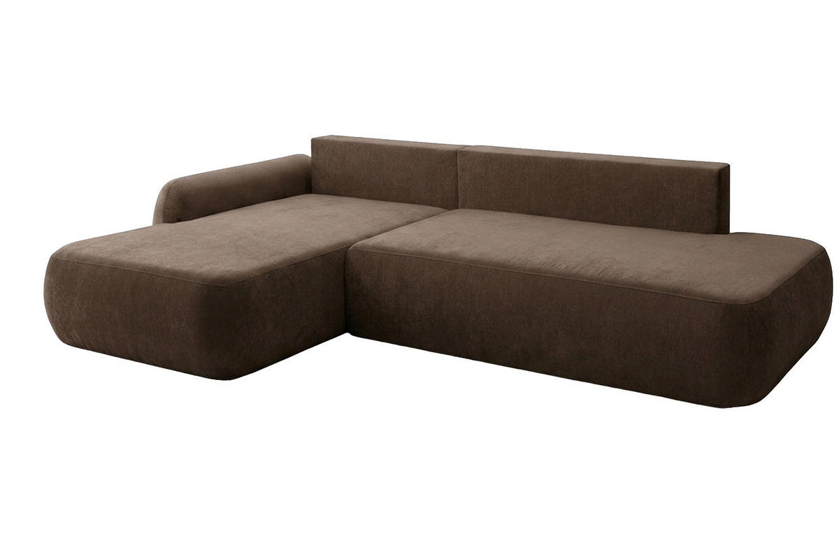 ECKSOFA Mit Schlaffunktion Und Bettkasten, Velvet-Stoff Vena, Dunkelbeige, Links, HELA I - Beige, Holz (302/184cm) - Kaiser Möbel