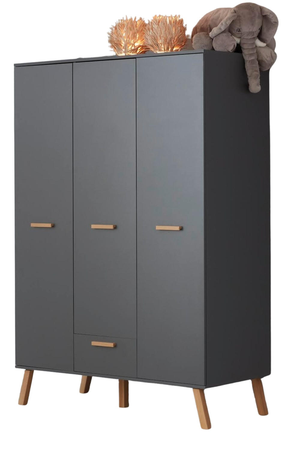 Top.Furn Kleiderschrank Grau, Eiche 60x190x130 cm