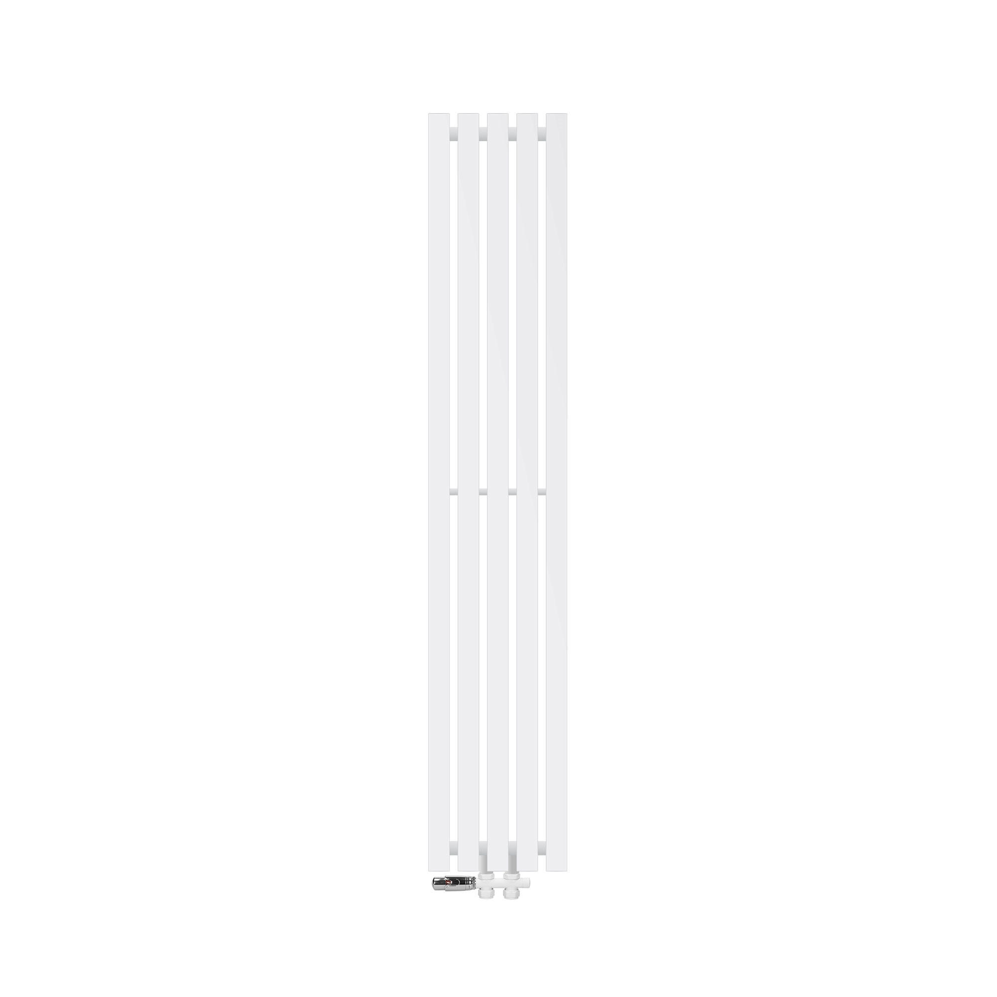 BADHEIZKÖRPER Stella 260x1400 mm Weiß mit Ventil Durchgang - Weiß, Metall (26/140/5cm) - LuxeBath