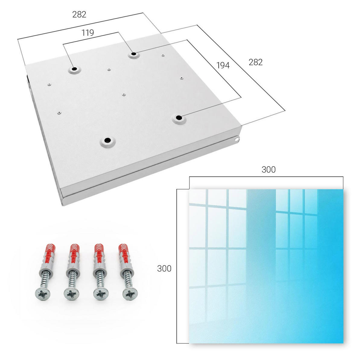SCHLÜSSELBOX Weiß 30x30 cm – Türöffnung nach rechts - Blauer Farbverlauf - Blau, Metall (30/30/5cm) - TULUP