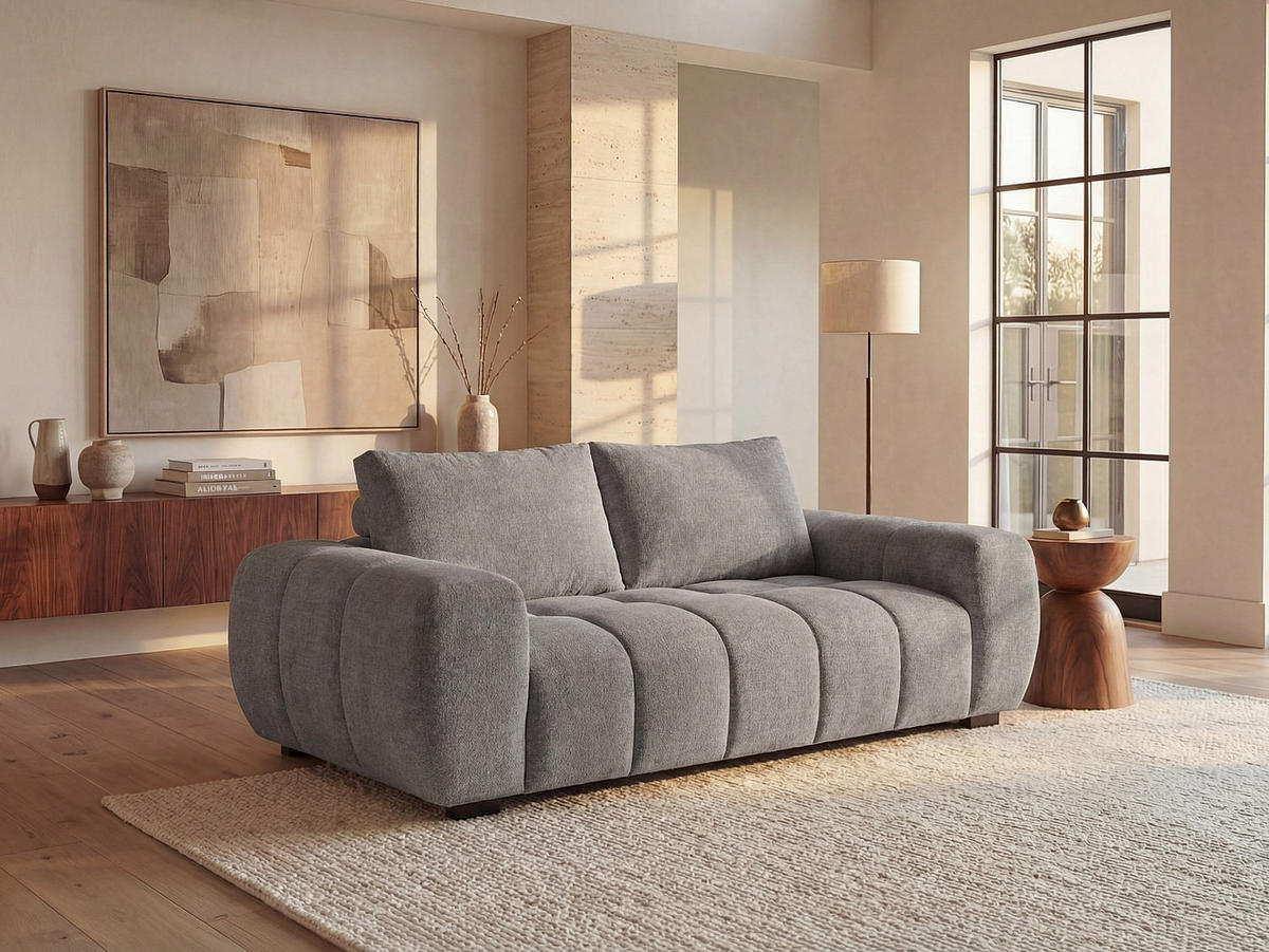 SOFA - 3 Personen - stoff - grau Berenia - Grau, Kunststoff/Textil (196/81/105cm) - Vente-Unique