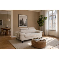 2,5-SITZER Karlstad Flachgewebe Beige verstell. Kopfstützen B 194 cm - Naturfarben, Kunststoff/Textil (194/84/100cm) - foamnova