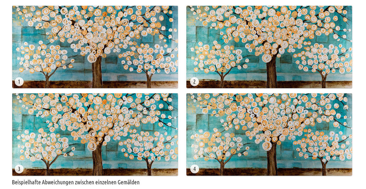 ÖLGEMÄLDE 140/70 cm - Petrol/Braun, Holz/Textil (140/70cm) - KUNSTLOFT