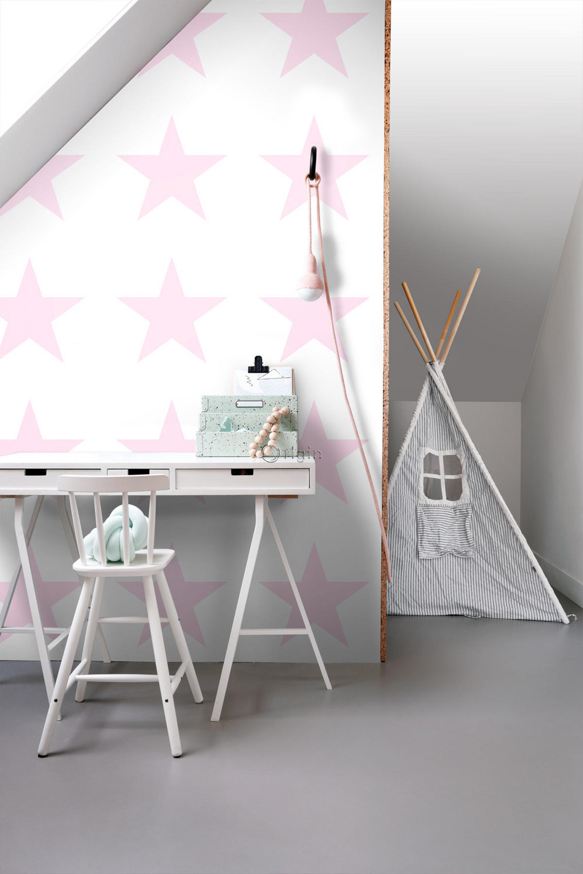 TAPETE großer Stern 53 cm x 10.05 m - Pink, Papier (53/0.1cm) - Origin Wallcoverings