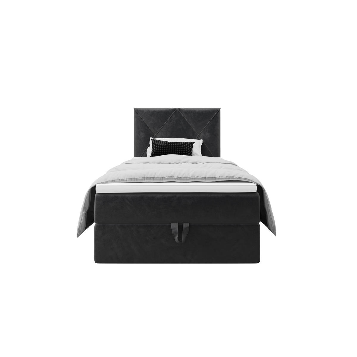BOXBETT ALTEA 100x200 Monolith 97, mit Matratze H3, Bonell und Topper, Dunkelgrau - Dunkelgrau, Holz/Kunststoff (100/200cm) - Bedante