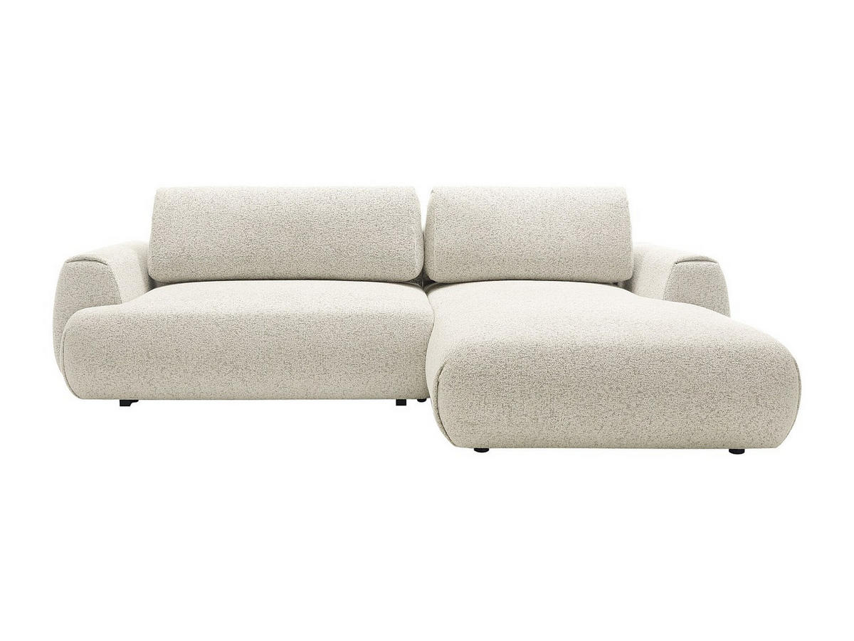 ECKSOFA mit Schlaffunktion - Ecke rechts - melierter Stoff - Beige - MONELIA - Beige, Textil (167/270cm) - Vente-Unique