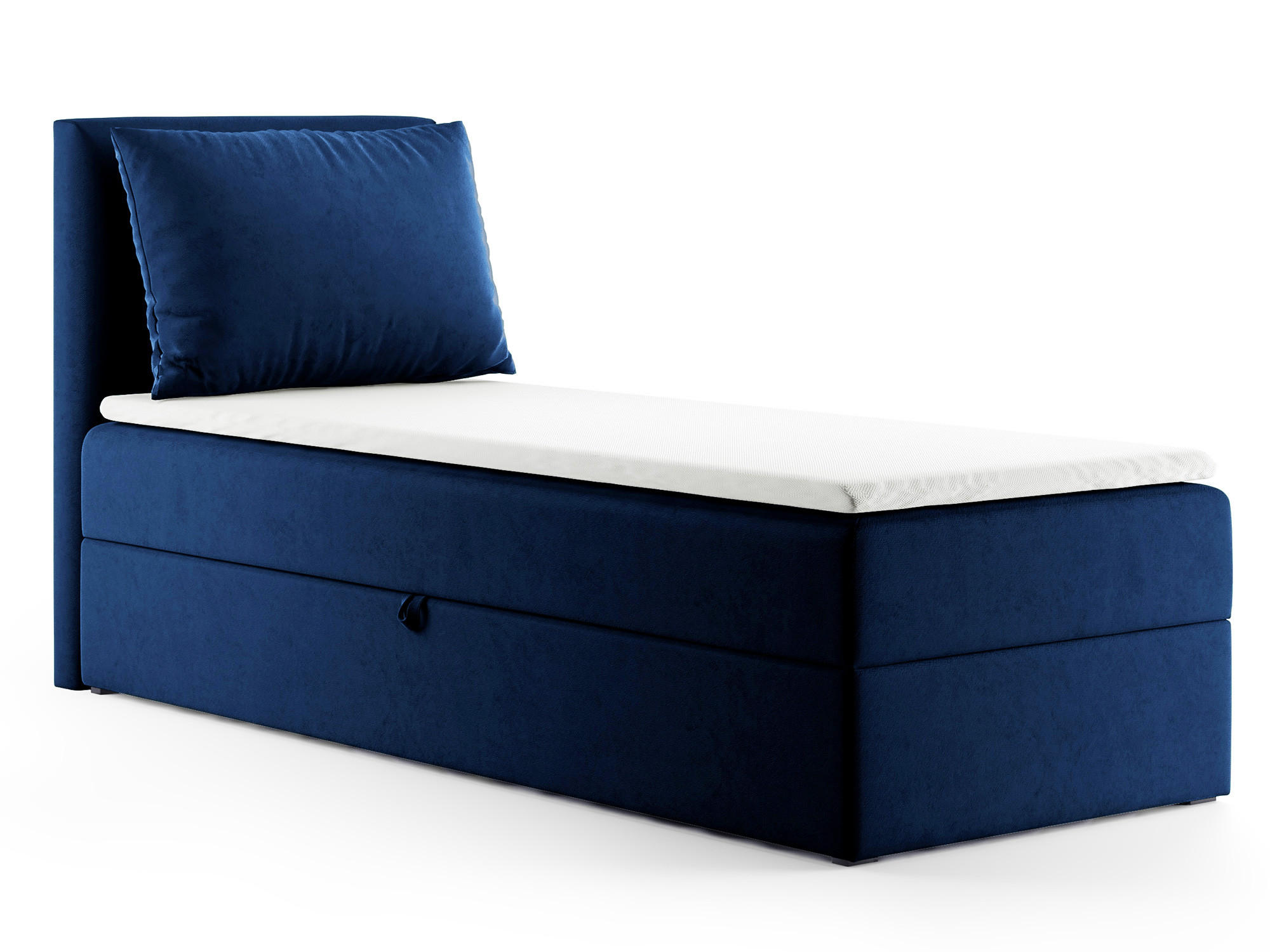 BOXBETT Egro Mini - 100x200 - blau (Kronos 09, Velvet) - Blau/Schwarz, Holz/Holzwerkstoff (100/200cm) - Sofnet