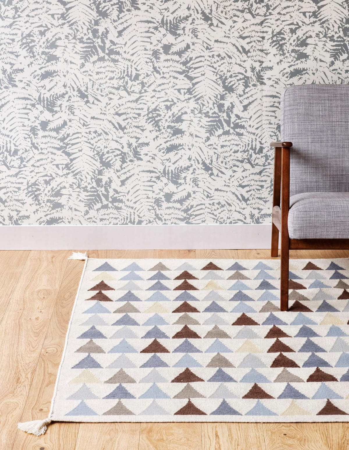 TEPPICH Kilim skandinavisches Design Wolle blau - Blau, Naturmaterialien (110/160cm) - AFK Living