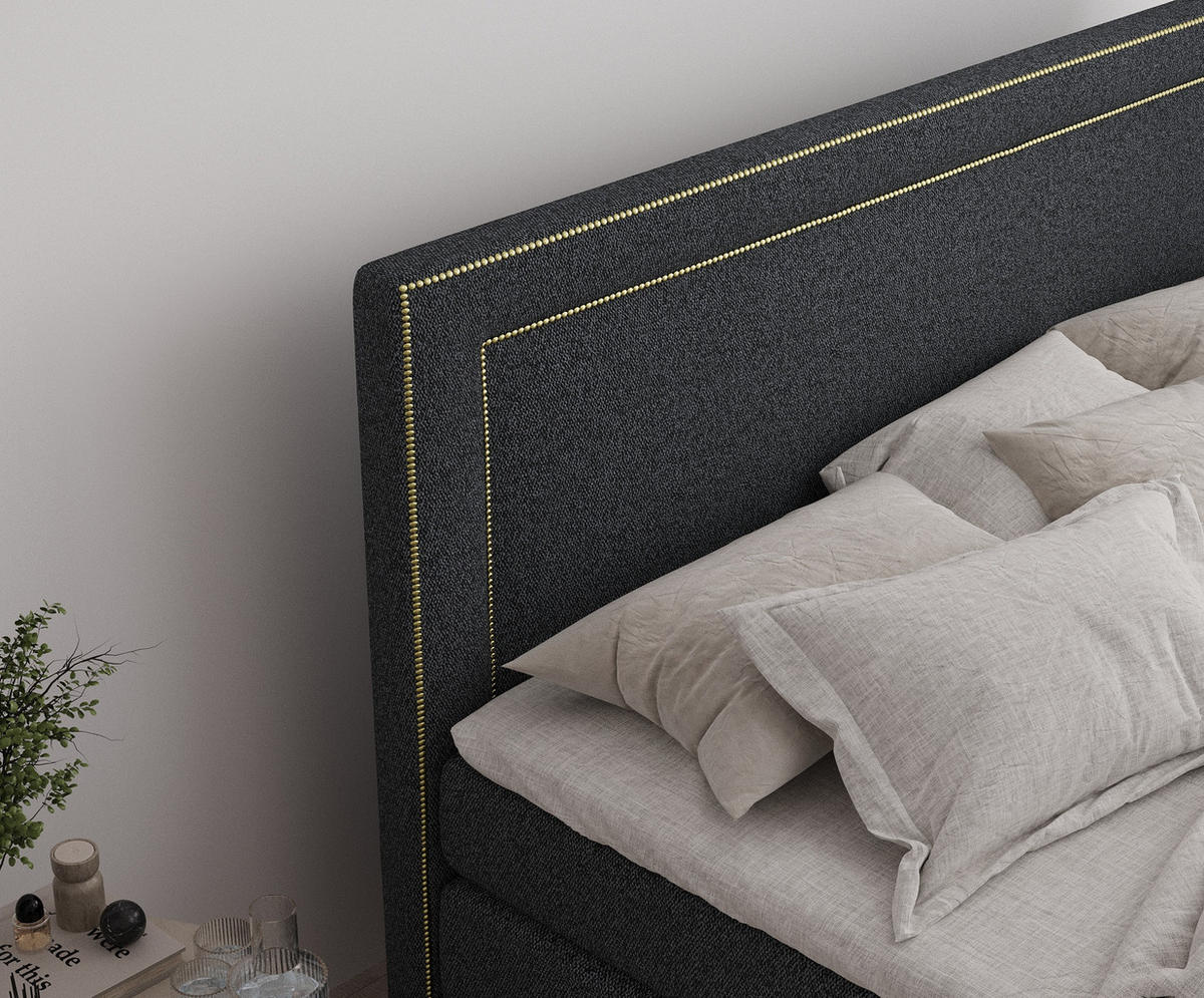 BOXSPRINGBETT Luxora Schwarz 160/200 cm - Schwarz, Holz/Holzwerkstoff (160/200cm) - Maison de Reve