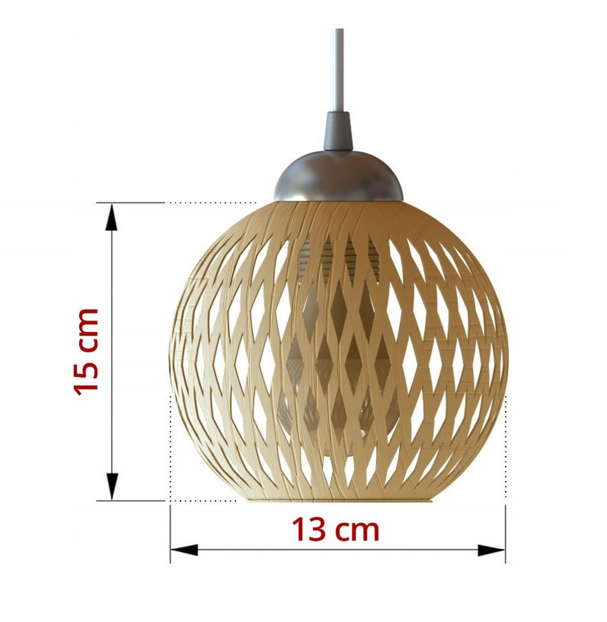 PENDELLEUCHTE BOHO - Beige/Schwarz, Holz/Metall (34/34/100cm) - kiki design