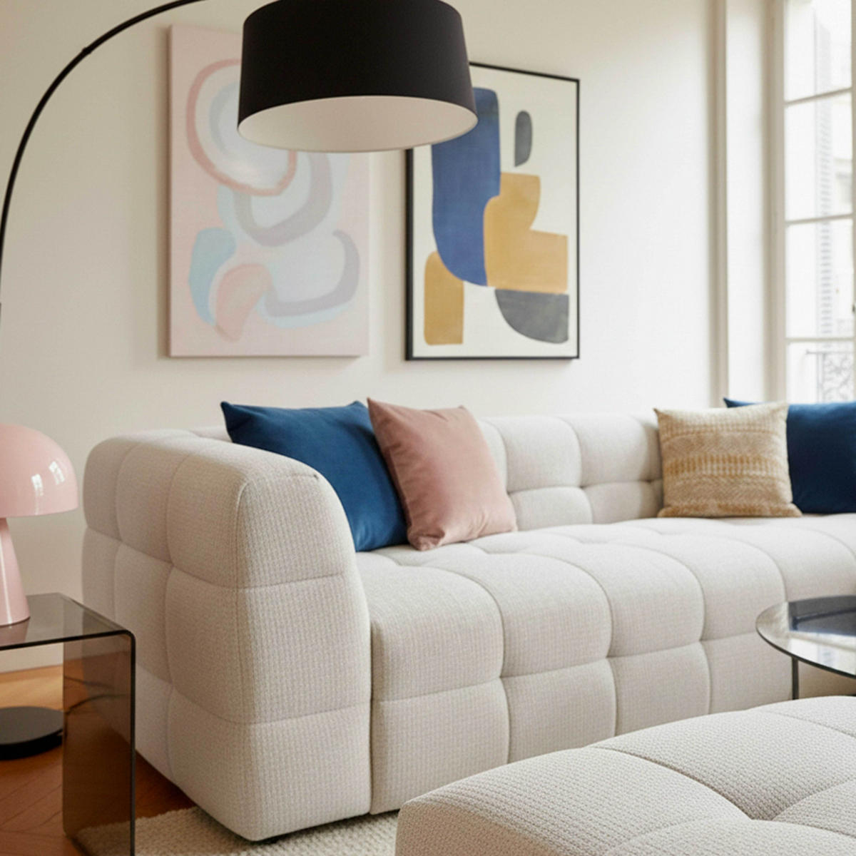 SOFA 3-Sitzer, Weiß - Weiß, Textil (174/69/228cm) - Oviala