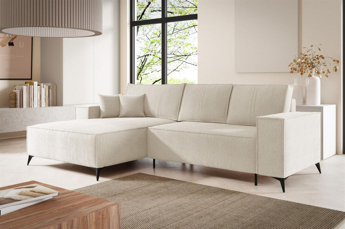 ECKSOFA Fiore - Weiß, Holzwerkstoff/Textil (294/185cm) - Fun Möbel