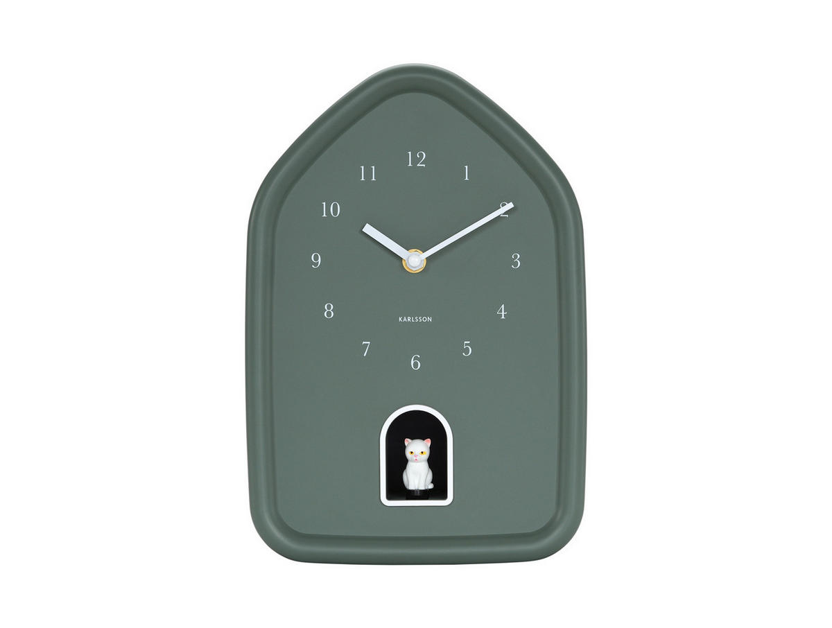 WANDUHR Modern Kitty Grün 7.5/20/29.1 cm - Grün, Kunststoff (20/29.1/7.5cm) - Karlsson
