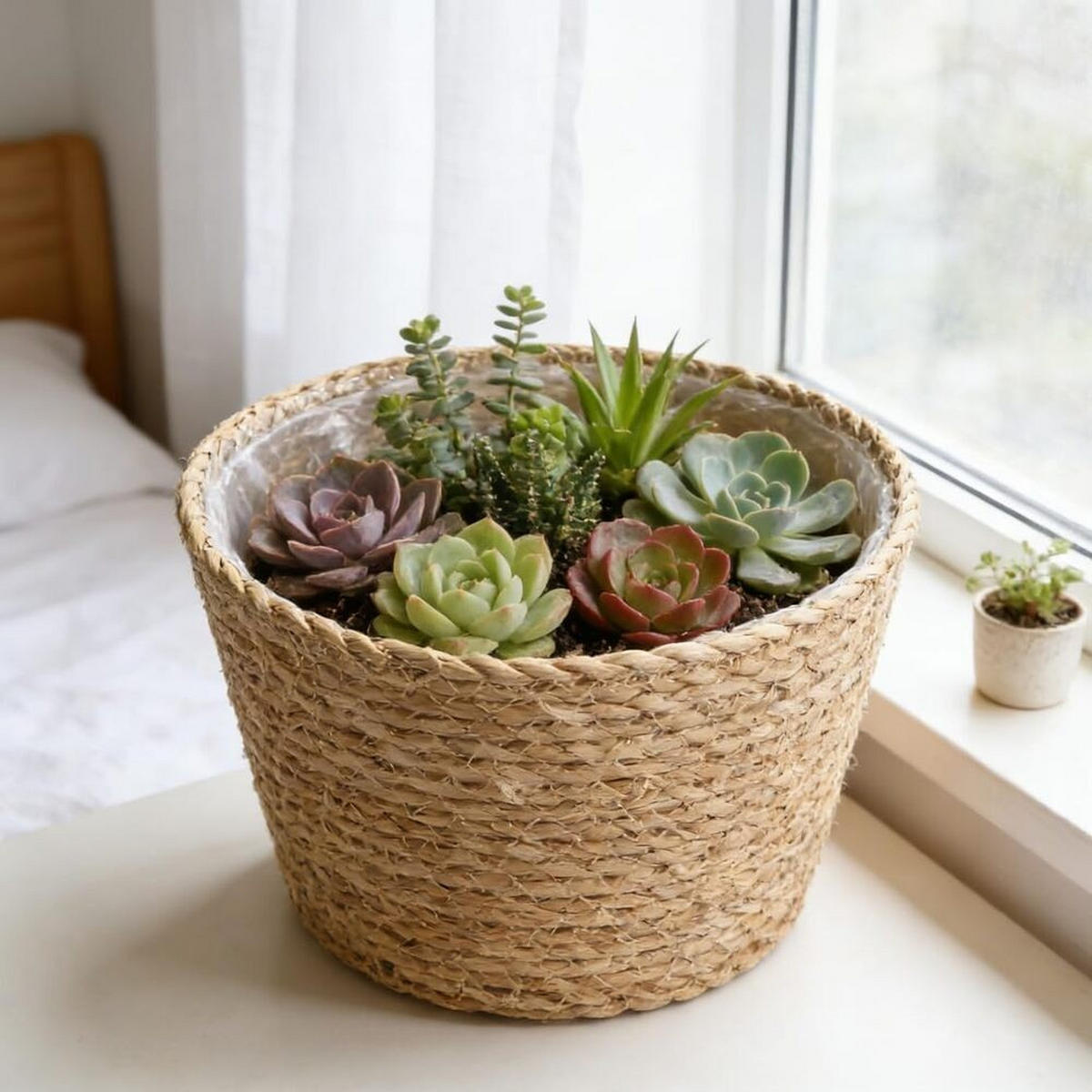 BLUMENTOPF, Geflochtenes Rattan, 17 × 20 cm, 2 Stück - Braun, Naturmaterialien (20/17cm) - Weltevree