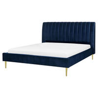 POLSTERBETT 160/200cm Marineblau Marville - Blau, Textil (160/200cm) - Beliani