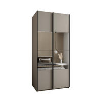 SCHWEBETÜRENSCHRANK 245,5/110/64 2-türig - Kaschmir/Schwarz, Holz/Metall (110/245/64cm) - Abiks Möbel