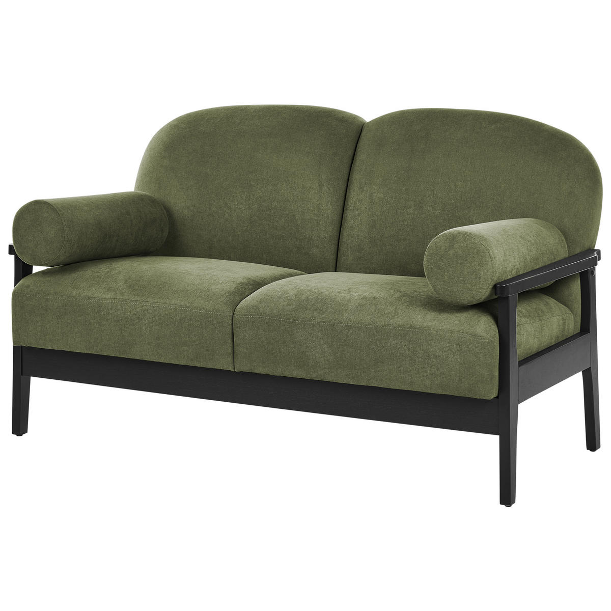2-SITZER-SOFA Stoff Grün Pilarne - Schwarz/Grün, Textil (153/88/84cm) - Beliani