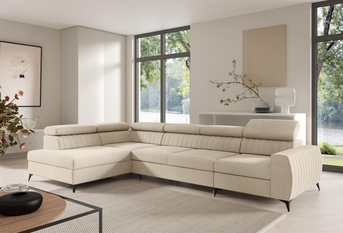 ECKSOFA Toronto Xl - Creme, Holzwerkstoff/Textil (340/200cm) - Fun Möbel