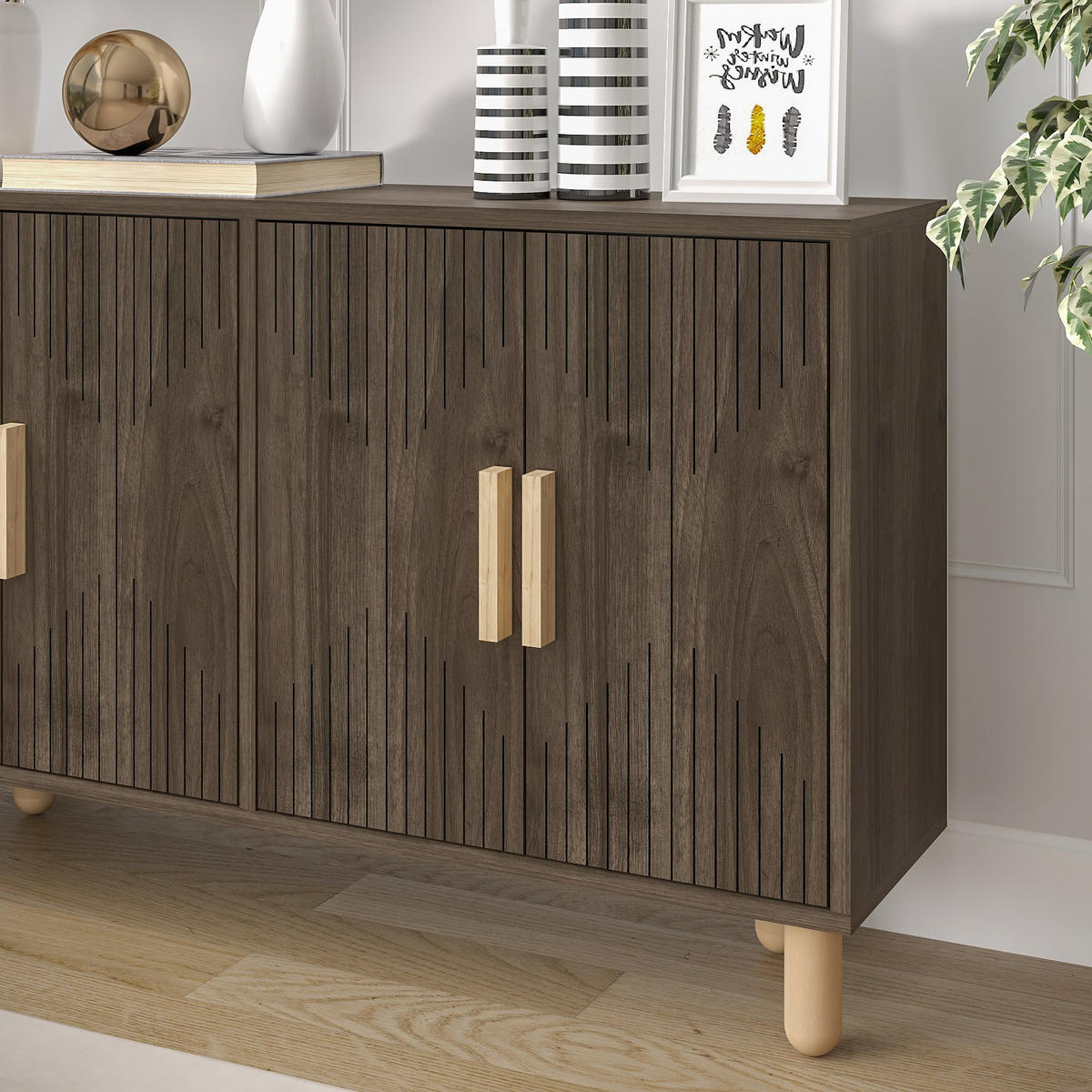 BUFFETSCHRANK roger Braun - Braun, Holz (30/74/120cm) - Habitat Garten