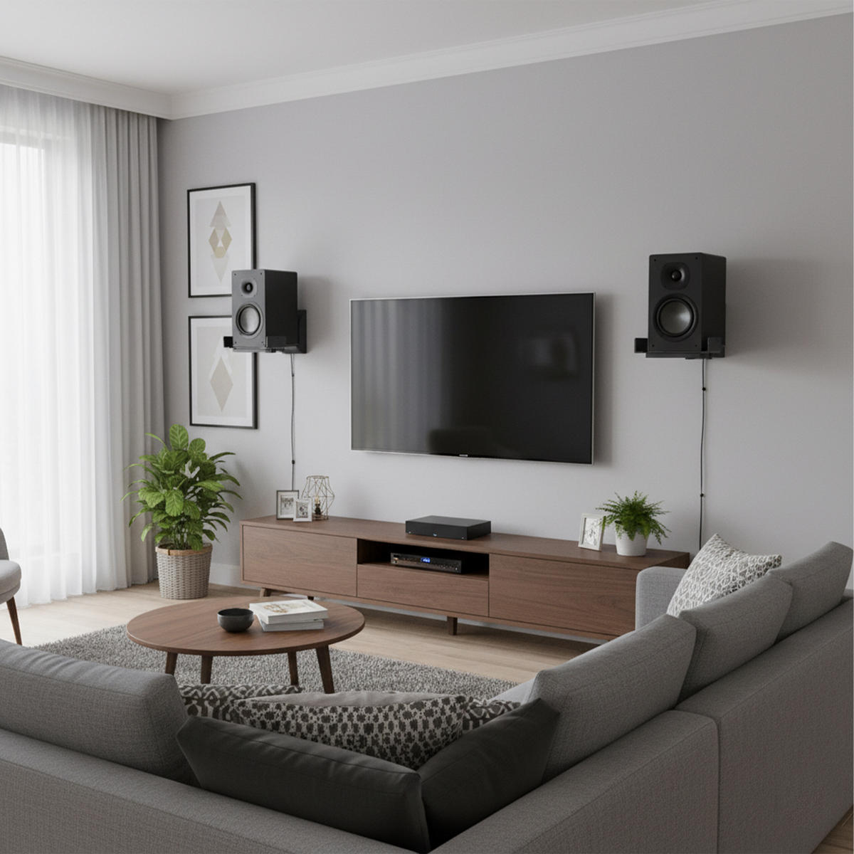 2XNÁSTENNÝ držiak repro - čierna, kov (28/14/23cm) - Relaxdays