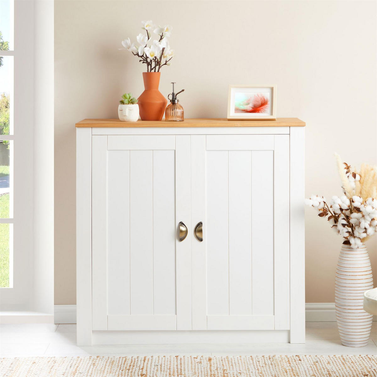 KOMMODE BOLTON - Weiß/Braun, Holz (91/88/40cm) - IDIMEX