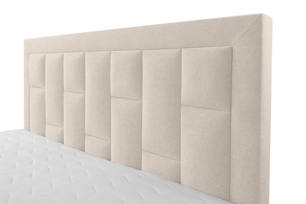 POLSTERBETT VENEZIA mit Kopfteil, 180 x200 cm, Doppelbett mit Bettkasten und Lattenrost aus Strukturstoff, Velourstoff, Frabe: Beige - Beige, Holz/Kunststoff (180/200cm) - VENASI MÖBEL