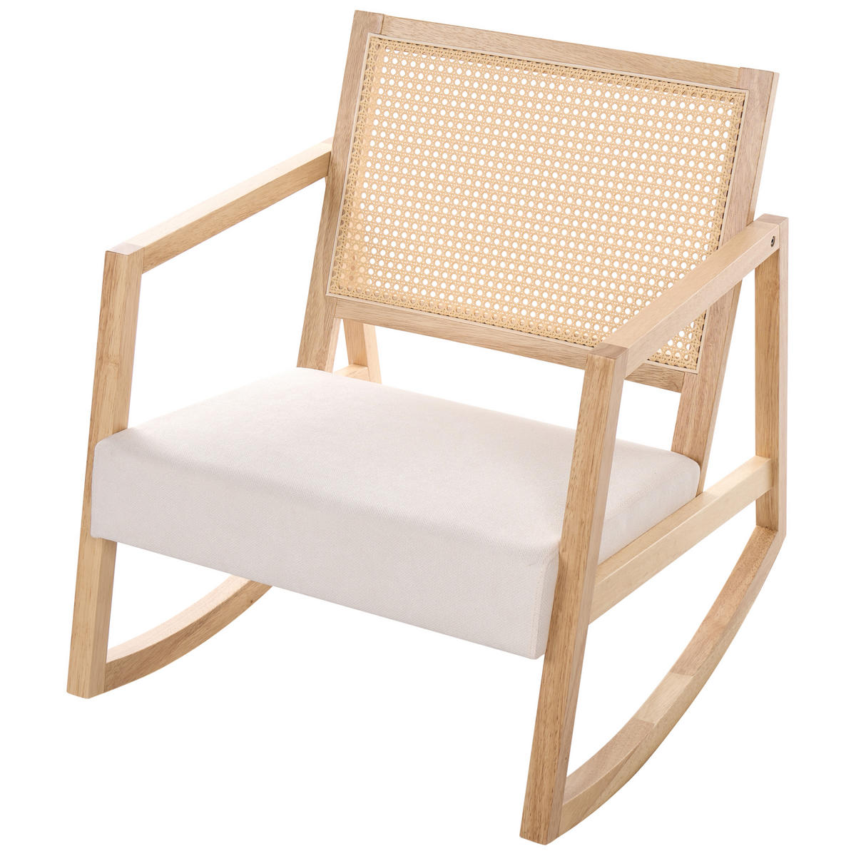 HOUPACÍ KŘESLO Dřevo Světle hnědé/Světle béžové Leidy - hnědá/béžová, textil (66/75/76cm) - Beliani