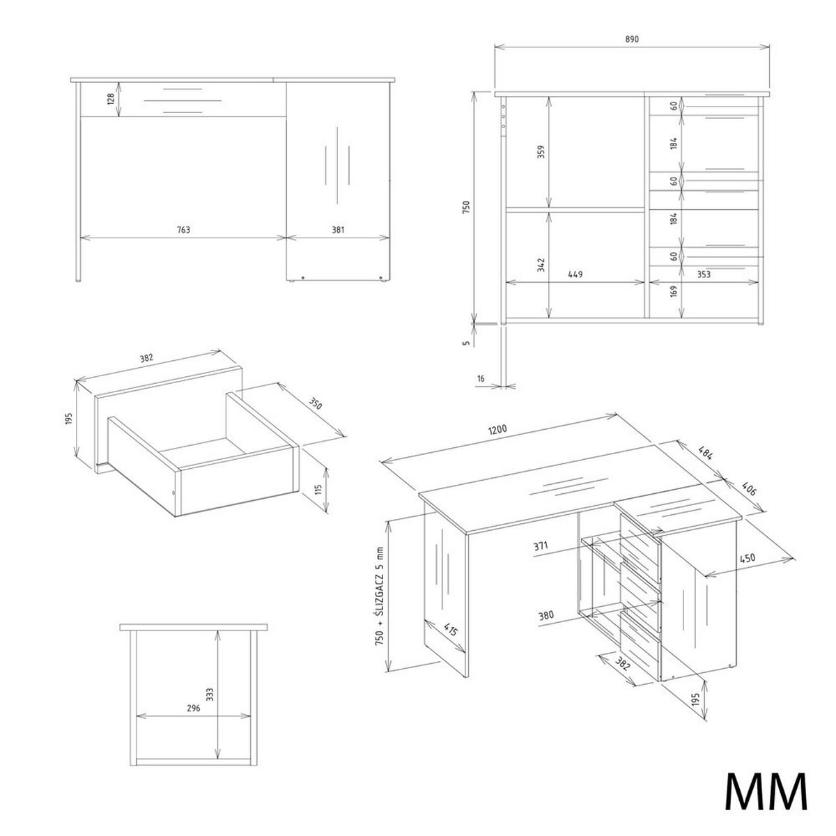 SCHREIBTISCH Weiß, Artisan Eiche 120/75/49 - Weiß/Eiche Artisan, Holzwerkstoff (49/120/75cm) - RAUMHIRSCH FURNITURE